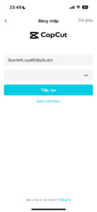 nhấn tiếp tục để vào capcut pro