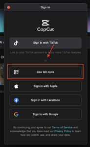quét qr trên pc để vào được capcut pro