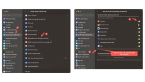 Cấp quyền cho Bản ghi âm thanh hệ thống & Màn hình