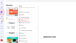 Vào Projects - Di chuột vào thiết kế cần sao chép
