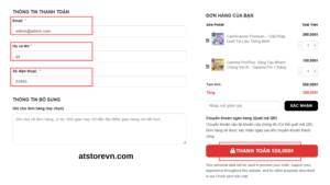 Điền thông tin và xác nhận thanh toán