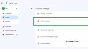 Delete account (Xóa tài khoản).